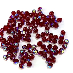 Siam AB beschichtet Preciosa Tschechische Feuer polierte runde facettierte Glasperlen Großhandel lose Feuer poliert rot Aurora Borealis 3 mm 7 mm