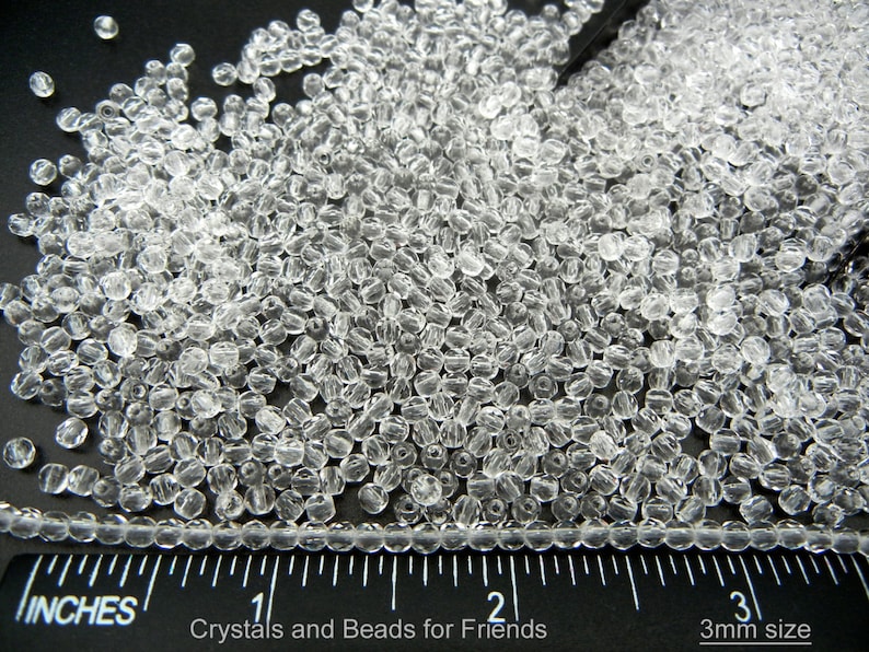 600 clear Crystal 3mm, Preciosa Traditional Czech Fire Polished 600 clear Crystal 3mm, Preciosa Traditional Czech Fire Polished