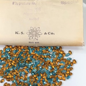 Swarovski Art.# 286/4100 - Aquamarine Gold Foiled Vintage Pointed Back Oval Fancy Stones 360pcs size 6x4mm SW051