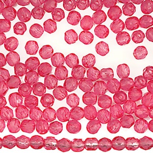 600 Crystal Pink Rose coated 3mm Preciosa Czech Fire Polished Round Faceted Glass Beads Traditional Czech Glass Fire Polish Wholesale loose