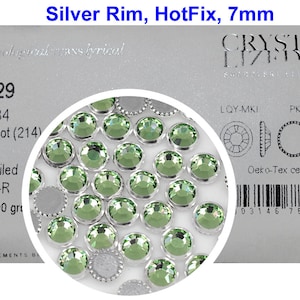 Swarovski Art 2029 HF Peridot Silver Rimmed HotFix Rhinestone Flatbacks 7mm 34ss ss34 green