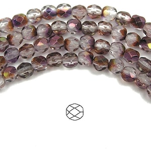 4mm (102pcs) Crystal Red Vega Luster, Czech Fire Polished Round Faceted Glass Beads, 16 inch strand