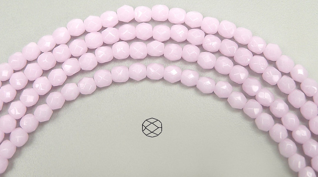Pale Pink Rose Alabaster 8mm Glass Beads Round Fire Polished Faceted Czech  Preciosa Beads 20 