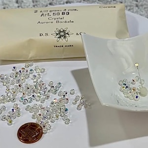 Swarovski Art.# 5080 Vintage 1/2 Drilled Round Beads Crystal AB Coated Half Drill Beads for Post Earrings 4mm SW217