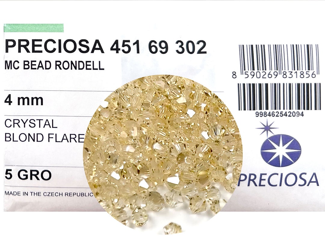 Crystal Blond Flare Coated Traditional Czech Glass MC Bicone Beads ...