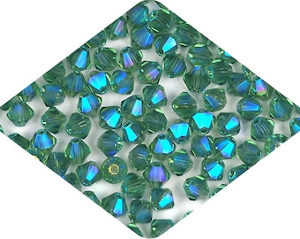 Turmaline full AB Double coated AB2X Traditional Czech Glass MC Bicone Beads Rondell Diamond Crystals 3mm 4mm Preciosa Green Aurora Borealis