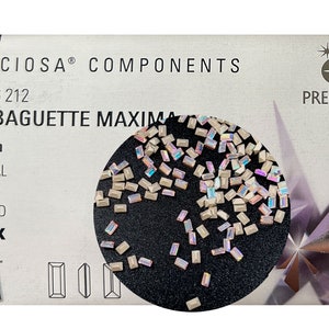 Crystal AB, Preciosa Czech MC BAGUETTE Maxima Pointed Back Rhinestones style 435-26-212 in size 3x2mm, 144 pieces, Silver Foiled, P917