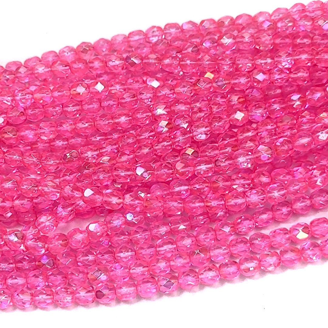 Blush Pink Glass Beads, 8mm Faceted Round - Golden Age Beads