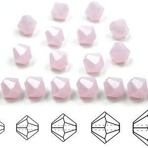 Pink Alabaster Opaque Traditional Czech Glass MC Bicone Beads Rondell Diamond Crystals 3mm 4mm 6mm Preciosa Translucent Baby Pink