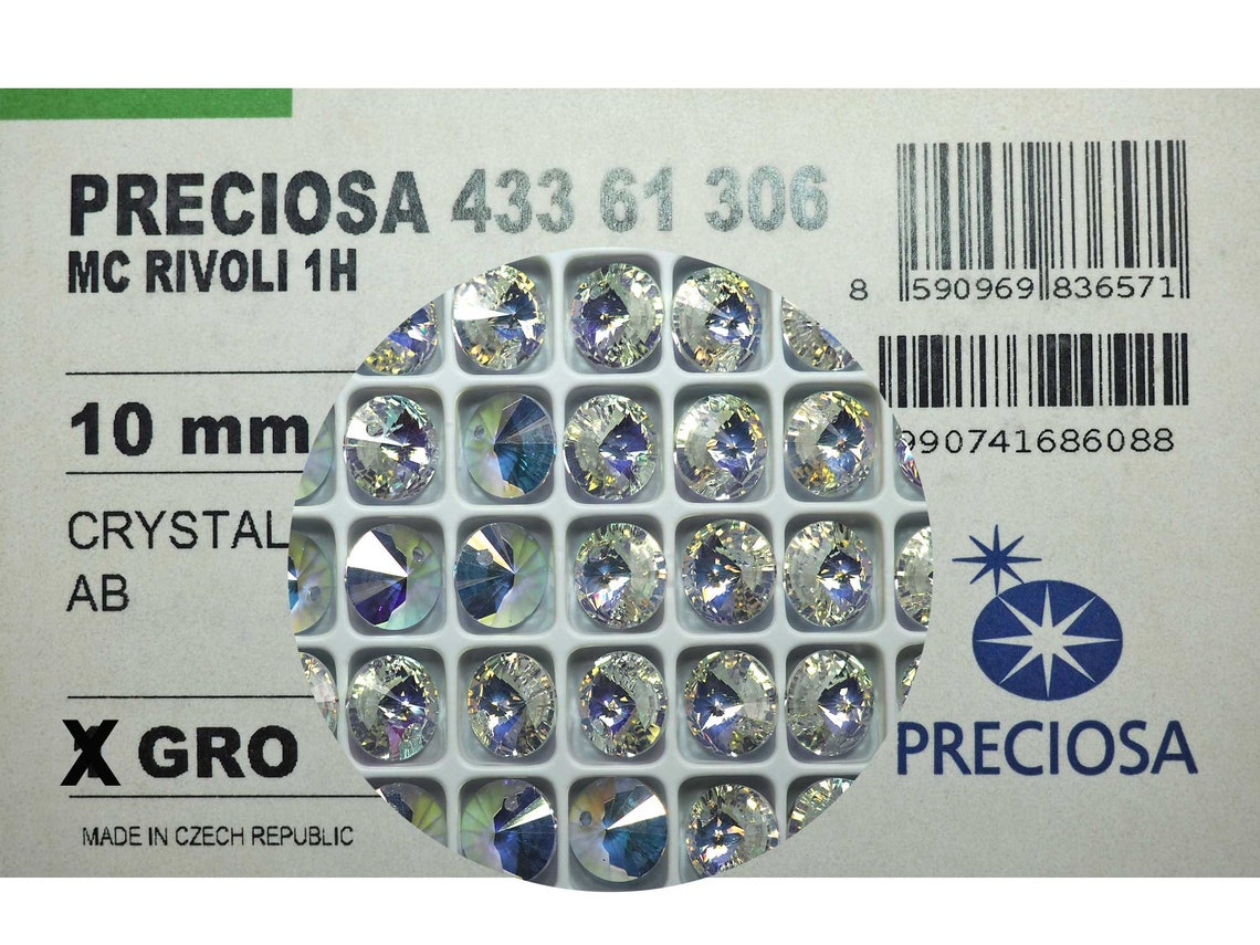Crystal AB Preciosa Genuine Czech Crystals 1hole Rivoli Etsy