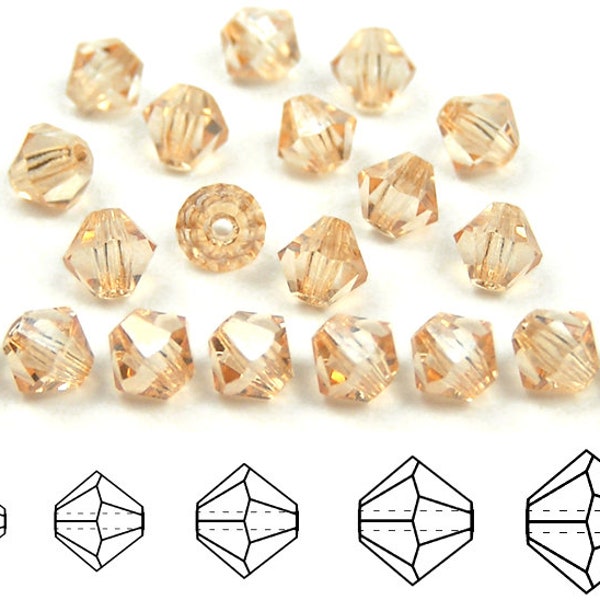 Crystal Champagne Luster coated Traditional Czech Glass MC Bicone Beads Rondell Diamond Crystals 3mm 4mm 6mm clear light brown lustre