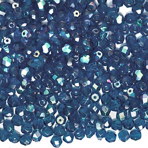 Dark Aqua AB coated Preciosa Czech Fire Polished Round Faceted Glass Beads Wholesale Loose Fire Polish Bead Blue Aurora Boreale 3mm 4mm 6mm