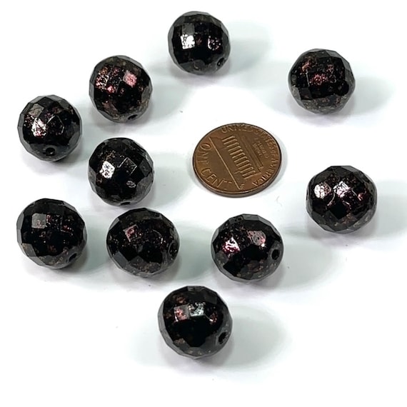 Lot De 10 Perles Facettes De Bohême 10 Mm - Brun Marbré - PRECIOSA - Neuf