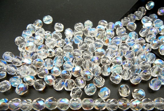 100 Perline Di Vetro Sfaccettate Ceche 8 Mm - Cristallo Trasparente - Foro 1,1 Mm - Per Gioielli Fai Da Te, Collane, Bracciali