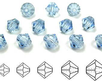 Light Sapphire Traditional Czech Glass MC Bicone Beads Rondell Diamond Crystals 3mm 4mm 5mm 6mm 8mm Preciosa Pale Blue Transparent