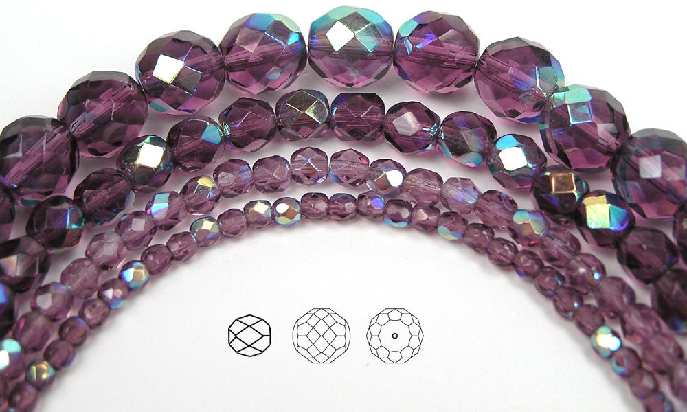 Purple AB Rhinestone and Resin Faceted 12mm Beads - 10pc - Loose Beads -  Other Notions - Notions