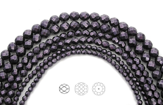 Lot De 30 Perles Facettées Bohème De 6 Mm Couleur Violet - Fabrication Française Preciosa