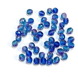 Kristall 2-Ton Lila und Blau Beschichtete Tschechische feuerpoliert runde facettierte Glasperlen 4 mm 6 mm 8 mm 10 mm 12 mm
