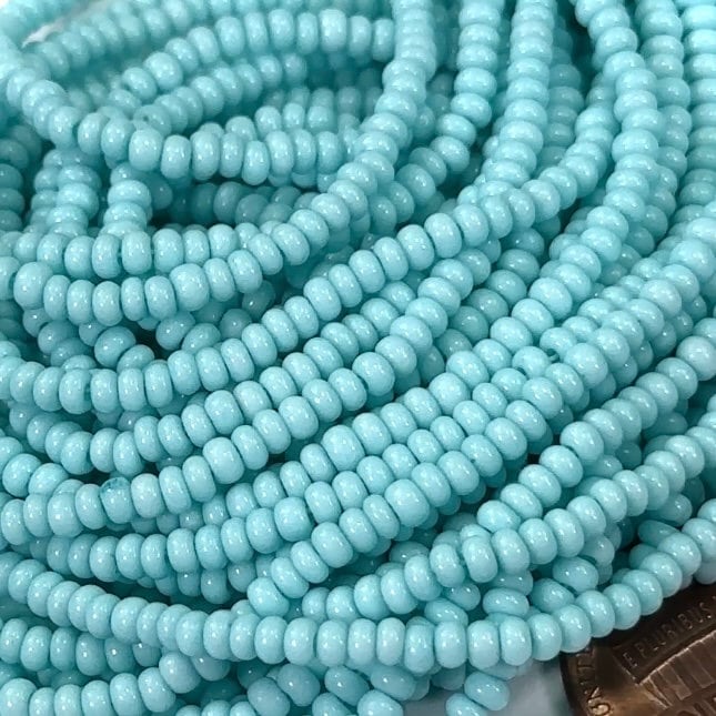 Rocailles Size 8/0 (3mm) Light Turquoise Dyed Preciosa