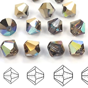 Crystal Golden Rainbow Aurum coated Traditional Czech Glass MC Bicone Beads Rondell Diamond Crystals 3mm 4mm 6mm Preciosa clear w multi gold