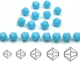 Opak Blau Türkis Traditionelles Tschechisches Glas MC Bicone Rondell Diamant Kristalle 3mm 4mm 6mm Solid Baby Blue