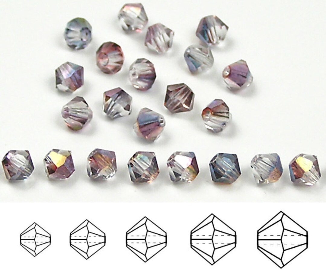 Czech Bicone Crystal Beads Rosaline Marvel AB Rondelle Diamond 3mm 4mm 6mm AB2X