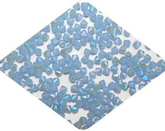 Sky Blue Opal full AB Milky Double coated AB2X Traditional Czech Glass MC Bicone Beads Rondell Diamond Crystals 3mm 4mm 6mm Preciosa Blue AB