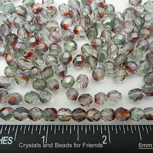 300 Crystal Pomegranate Luster fully coated 6mm Preciosa Czech Fire Polished Round Faceted Glass Beads Traditional Czech Glass Fire Polish