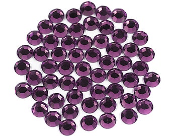 BLOWOUT SALE Amethyst purple Preciosa 8 faceted Chaton Roses Article 43811110 Rhinestone Flatbacks Genuine Czech Crystals sizes ss5 to ss34