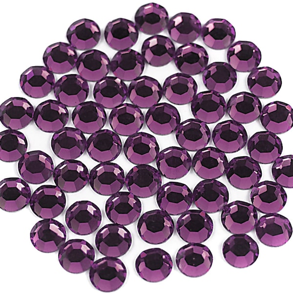 BLOWOUT SALE Amethyst purple Preciosa 8 faceted Chaton Roses Article 43811110 Rhinestone Flatbacks Genuine Czech Crystals sizes ss5 to ss34