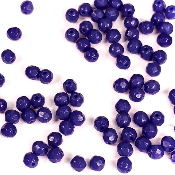 Lot De 100 Perles à Facettes En Cristal De Bohème 4mm - Couleur Saphir - Neuf