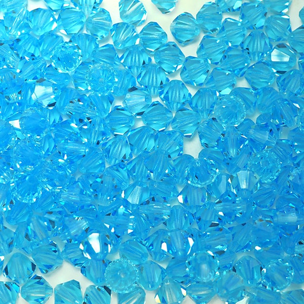 Aquamarine Traditional Czech Glass MC Bicone Beads Rondell Diamond Shape 3mm 4mm 6mm and 8mm Preciosa Blue Color Crystals