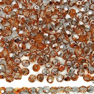 Crystal SunSet Metallic Rose Gold coated Preciosa Czech Fire Polished Round Faceted Glass Beads Wholesale Loose Fire Polish 3mm 4mm 6mm