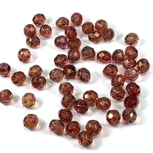 Crystal Red Luster coated loose Traditional Czech Fire Polished Round Faceted Glass Beads 8mm 50pcs CF031