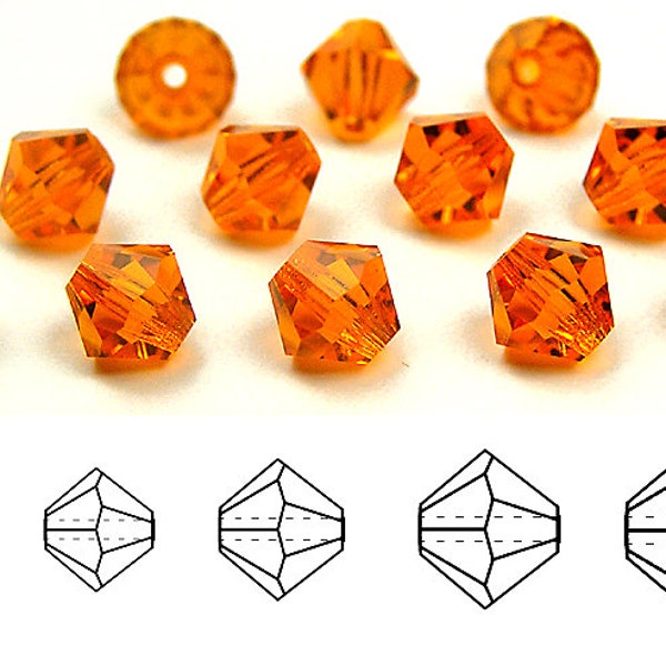 Sun Traditional Czech Glass MC Bicone Beads Rondell Diamond Crystals 3mm 4mm 5mm 6mm 8mm Preciosa Orange Color