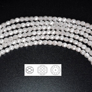 Czech Glass Fire Polished Beads in Bridal or Snow White Carmen Metallic Pearl Preciosa Faceted Pearls 3mm 4mm 6mm 8mm Traditional Faceted