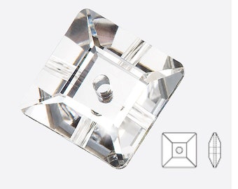 Preciosa Czech MC Square 1hole Sewon Stones center hole 10x10mm Crystal clear Silver Foiled 24 pieces J230