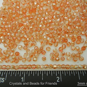 600 Crystal Apricot Medium coated 3mm Preciosa Czech Fire Polished Round Faceted Glass Beads Traditional Czech Glass Fire Polish Wholesale