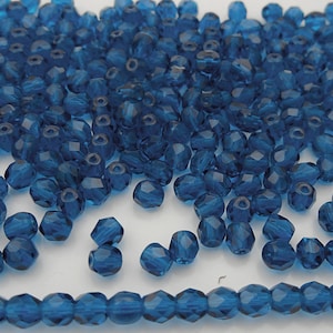 Dark Aqua Preciosa Czech Fire Polished Round Faceted Glass Beads Wholesale Loose Traditional Fire Polish Bead deep blue 3mm 4mm 6mm 8mm