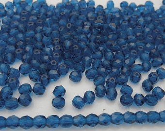 Dark Aqua Preciosa Czech Fire Polished Round Faceted Glass Beads Wholesale Loose Traditional Fire Polish Bead deep blue 3mm 4mm 6mm 8mm