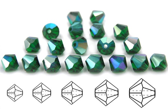 Czech MC Glass Bicone Beads Rondell//Diamond Light Siam Vitrail red green cryst