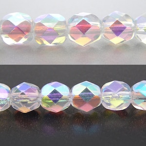 Crystal AB2X fully coated Preciosa Czech Fire Polished Round Faceted Glass Beads Wholesale Loose Fire Polish Beads 3mm 4mm 6mm 8mm Aurora B.