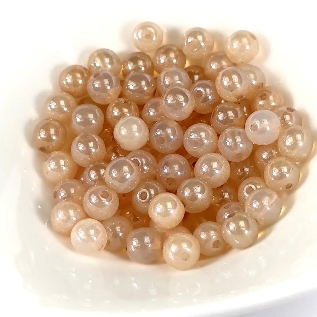 Czech Pressed Druk Round Smooth Glass Beads 6mm Beige Opal 80