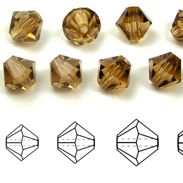 Smoked Topaz Traditional Czech Glass MC Bicone Beads Rondell Diamond Crystals 3mm 4mm 5mm 6mm 8mm Preciosa Transparent Brown