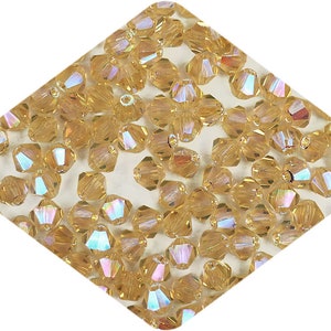 Light Topaz Colorado full AB Double coated AB2X Traditional Czech Glass MC Bicone Beads Rondell Diamond Crystals 3mm 4mm 6mm Preciosa Golden