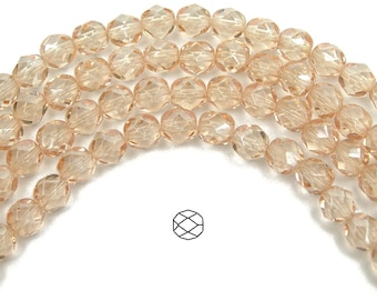 Crystal Champagne Czech Fire Polished Round Faceted Glass Beads Preciosa 3mm 4mm 6mm 8mm 10mm Traditional Preciosa Beads Golden Tan