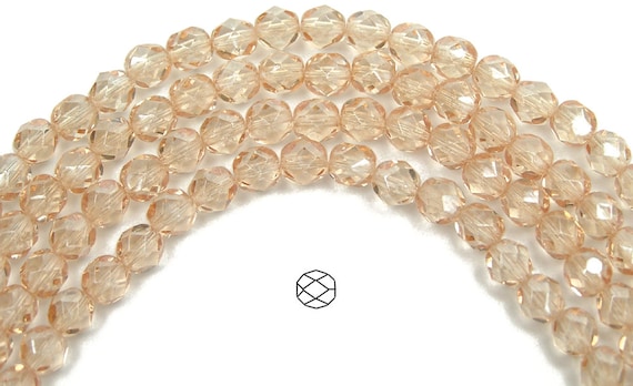 Crystal Champagne Czech Fire Polished Round Faceted Glass Beads Preciosa 3mm 4mm 6mm 8mm 10mm Traditional Preciosa Beads Golden Tan