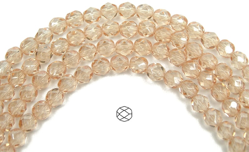 Crystal Champagne Czech Fire Polished Round Faceted Glass Beads Preciosa 3mm 4mm 6mm 8mm 10mm Traditional Preciosa Beads Golden Tan image 1