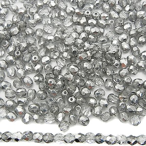 600 Crystal Labrador Half coated 3mm Preciosa Czech Fire Polished Round Faceted Glass Beads Traditional Czech Glass Fire Polish clear silver