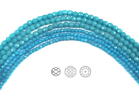 10 Perles Facettes De Bohème En Turquoise - 10 Mm, Marque Preciosa, Fabriqué En France